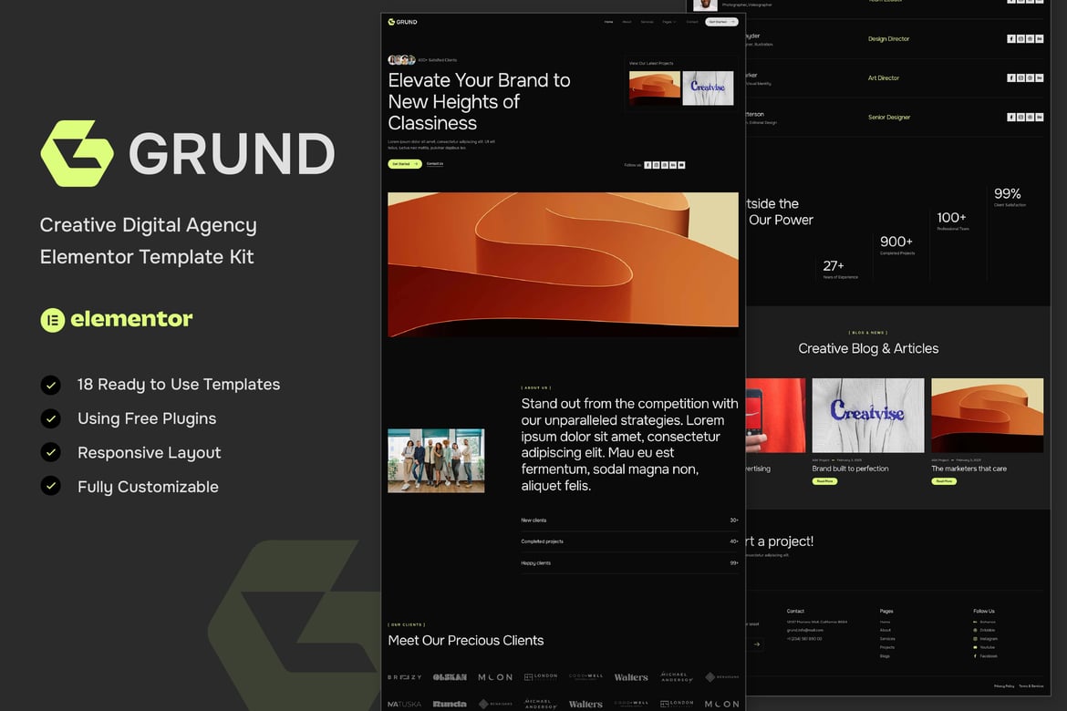 Download Grund - Creative Digital Agency Elementor Template Kit