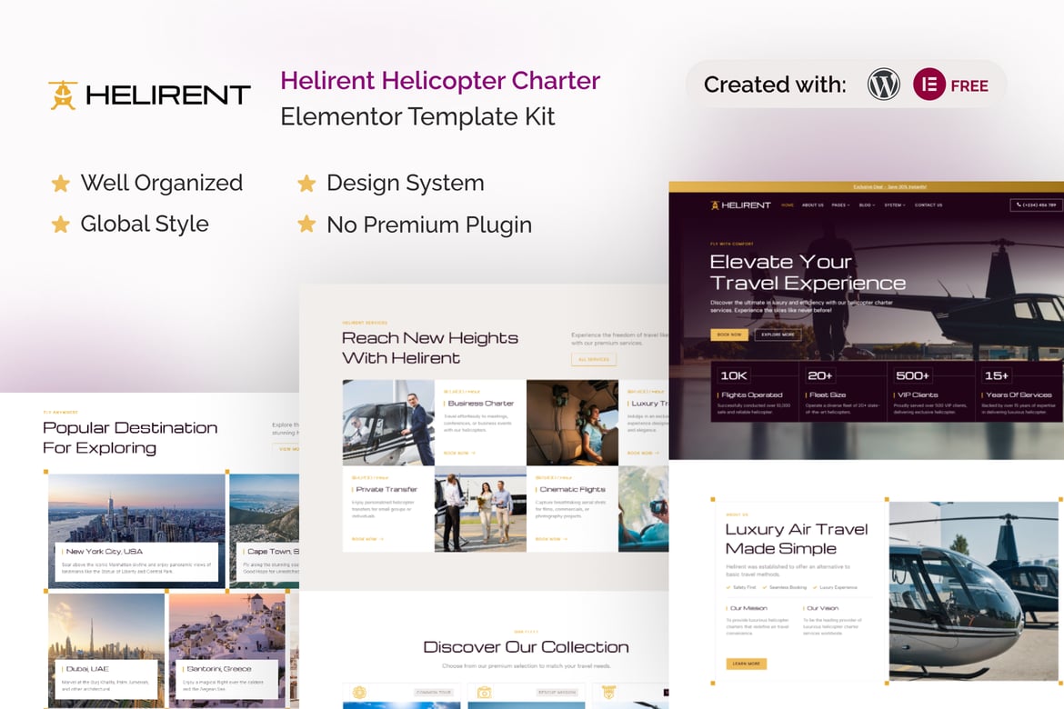 Download Helirent - Helicopter Charter Elementor Template Kit