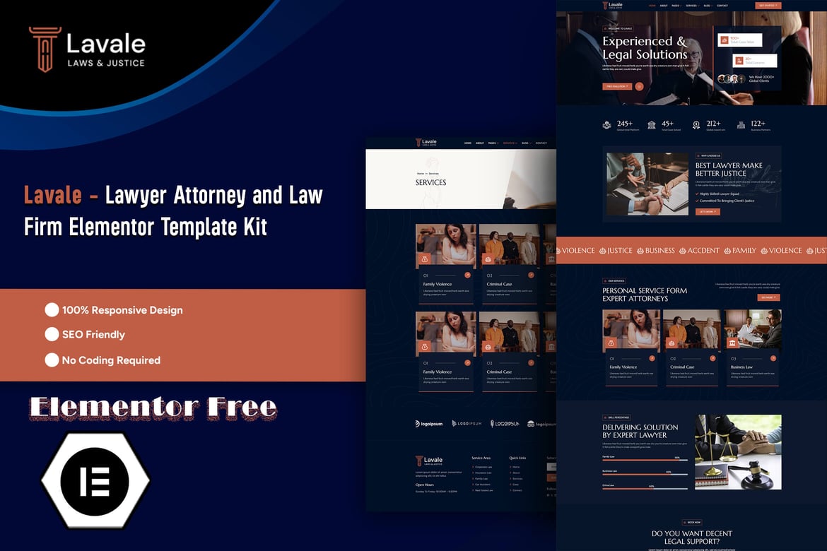 Download Lavale - Lawyer Attorney and Law Firm Elementor Template Kit