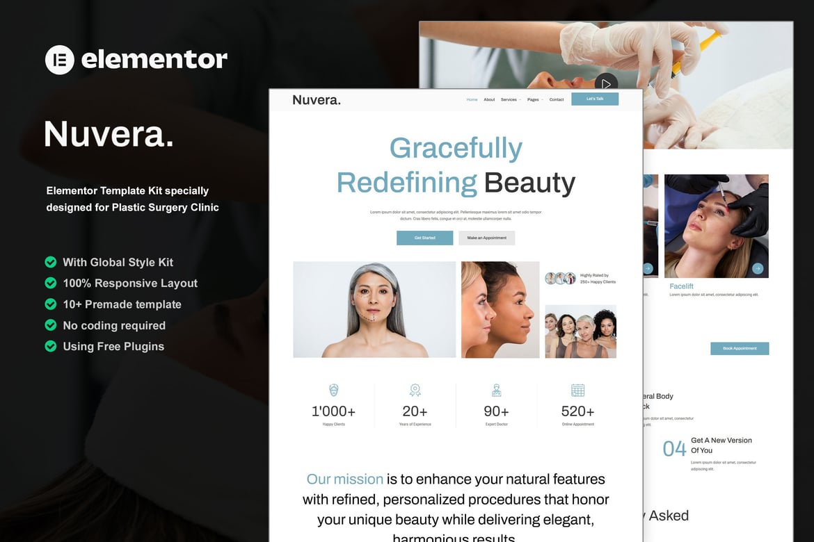 Download Nuvera - Plastic Surgery Clinic Elementor Template Kit