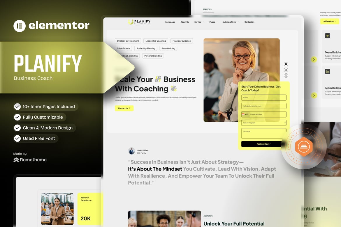 Download Planify - Business Coaches Elementor Template Kit