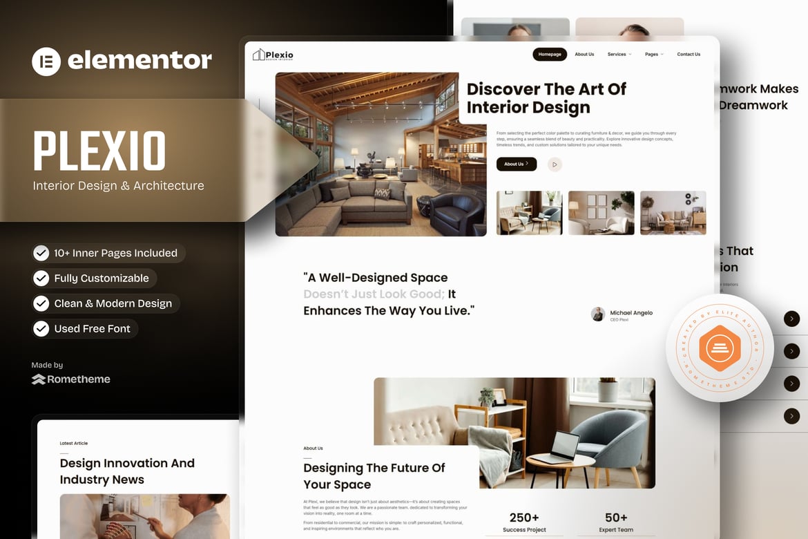 Download Plexio - Interior Design & Architecture Elementor Template Kit