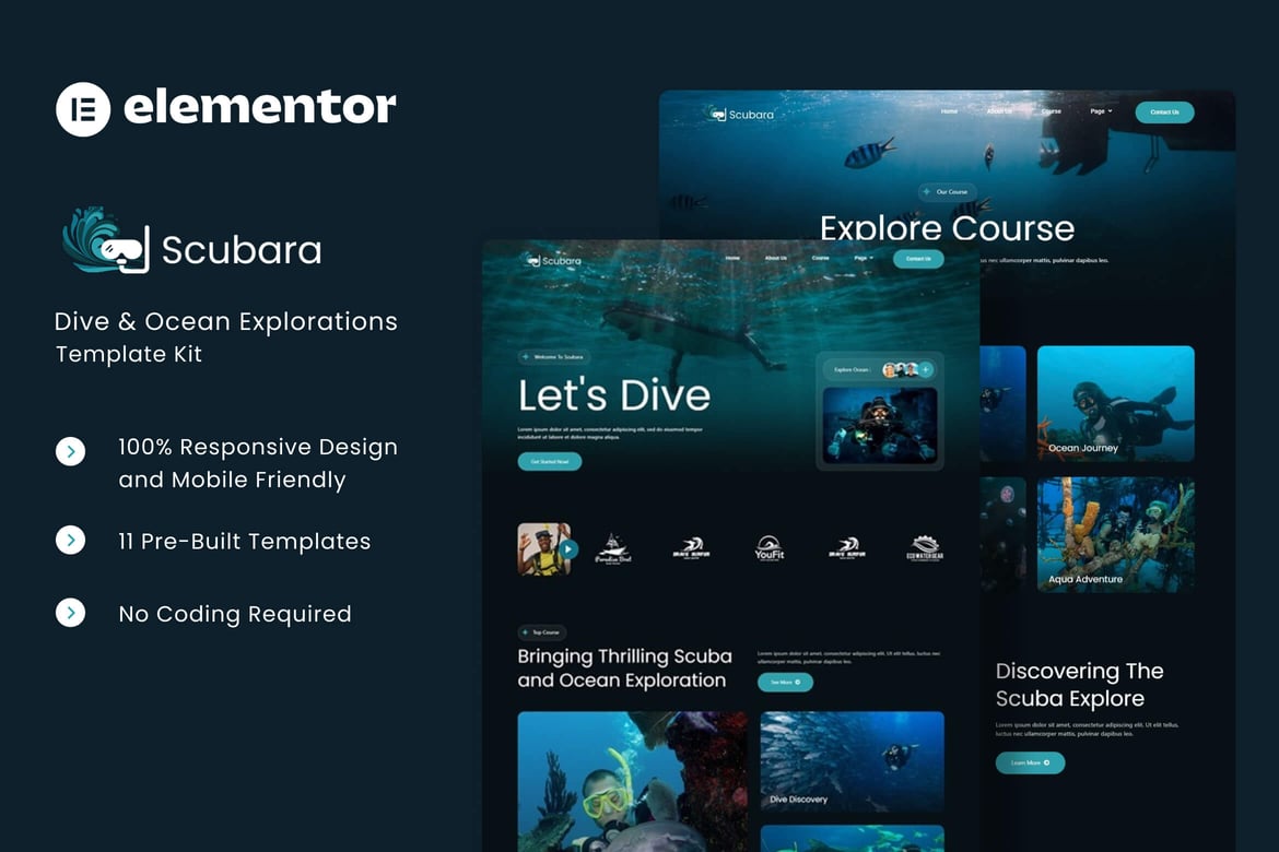 Download Scubara - Dive & Ocean Explorations Elementor Template Kit