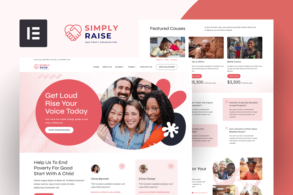 Download SimplyRise - Charity & Donation Elementor Template Kit