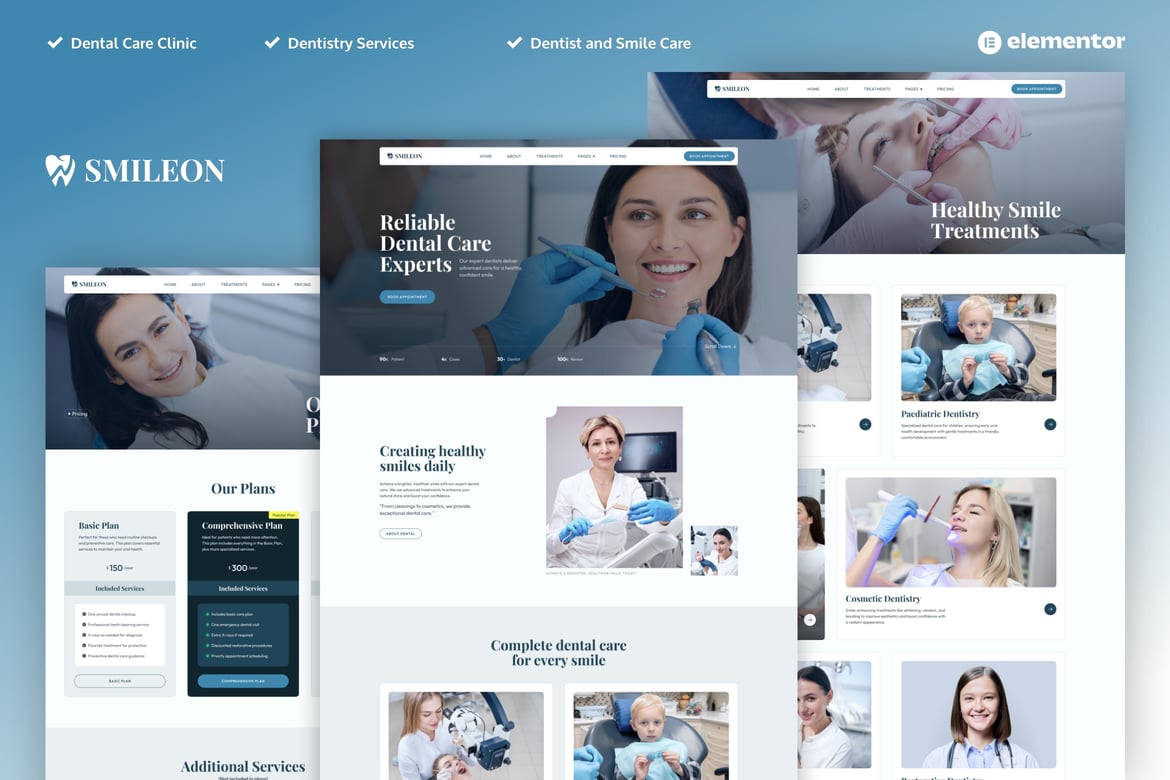Download Smileon - Dentist & Dental Clinic Elementor Pro Template Kit