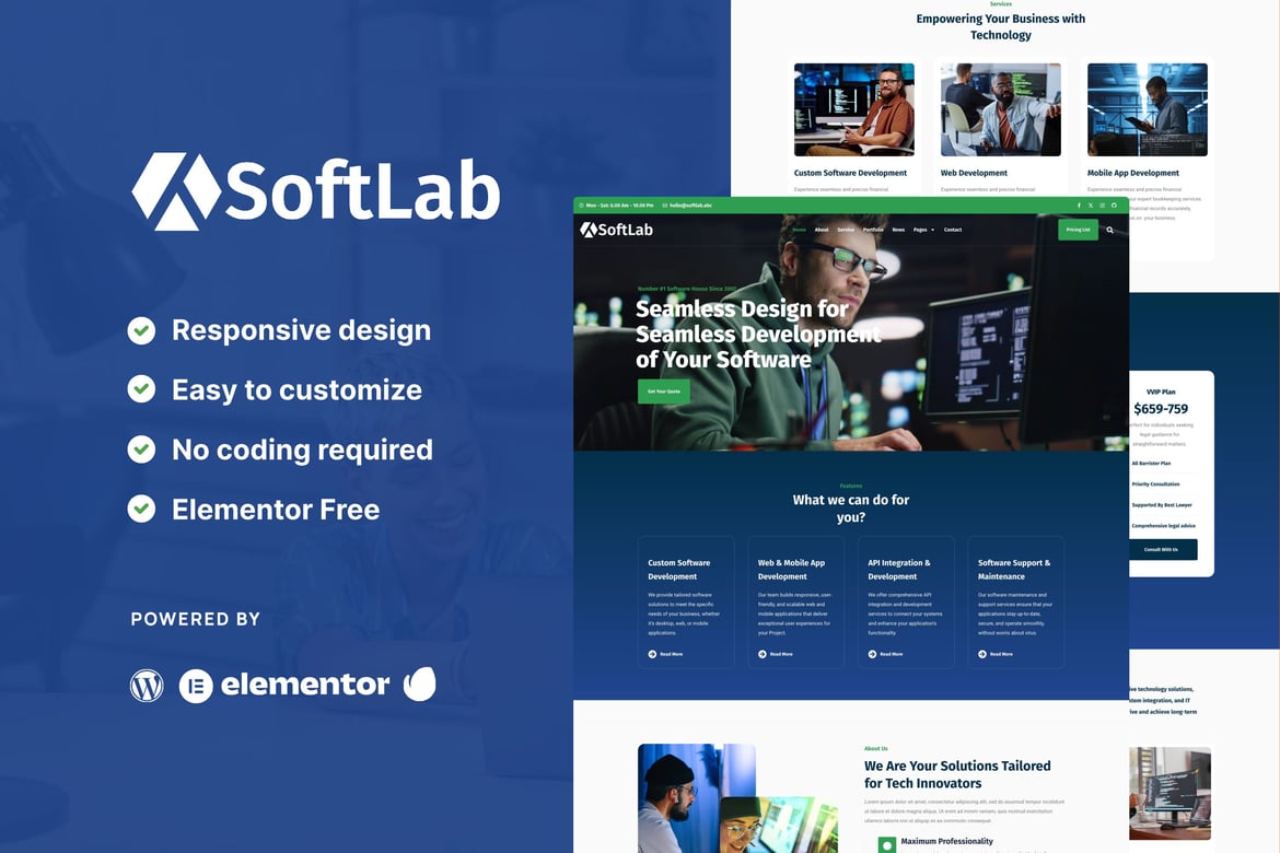 Download SoftLab - Technology & Software SaaS Elementor Pro Template Kit