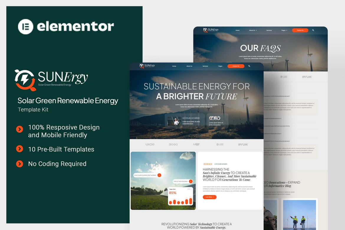 Download Sunergy - Solar Green Renewable Energy Elementor Template Kit