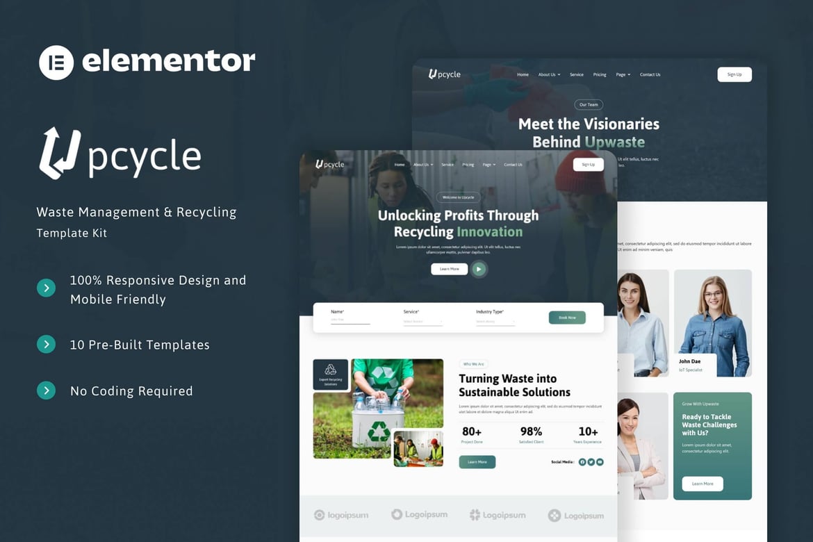 Download Upcycle - Waste Management & Recycling Elementor Template Kit