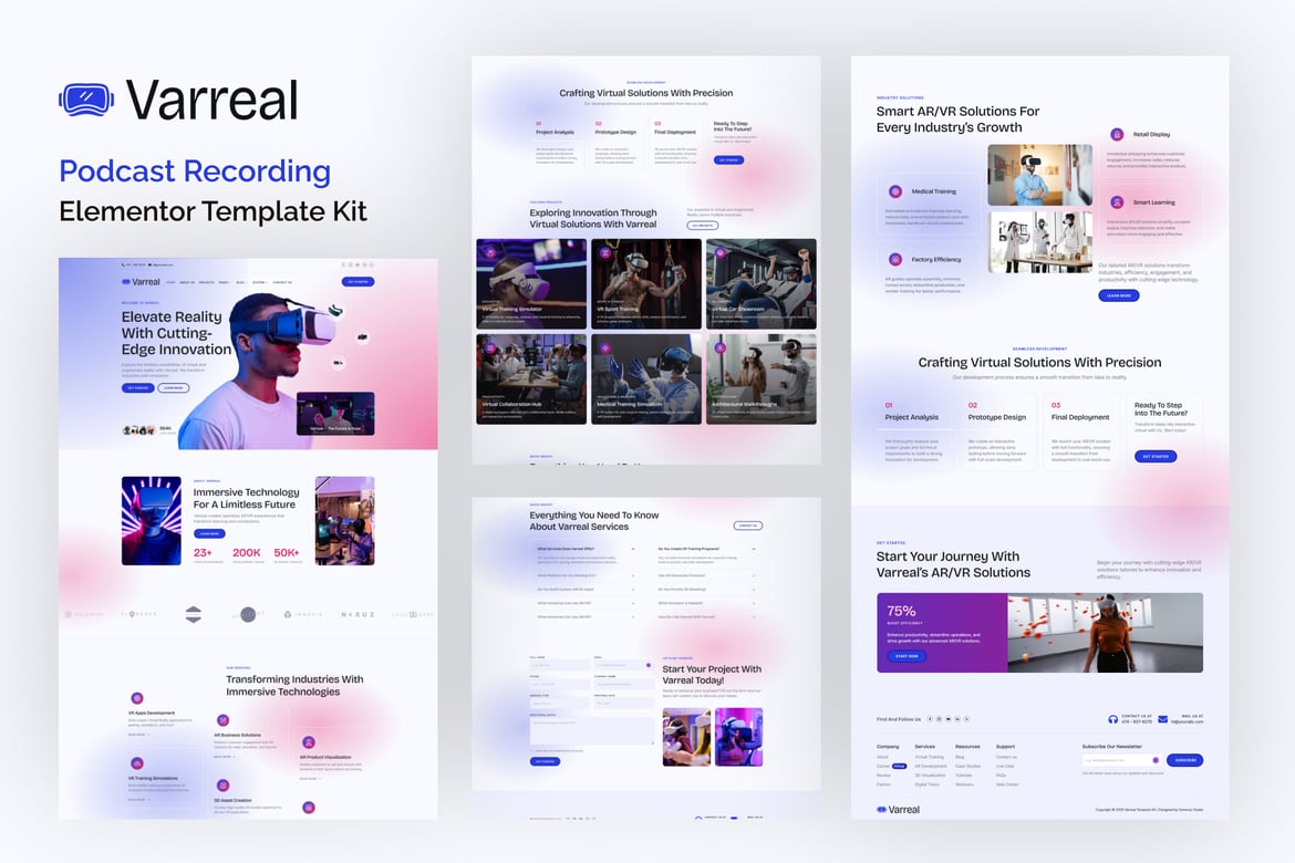 Download Varreal  - Virtual & Augmented Reality Engineering Elementor Template Kit