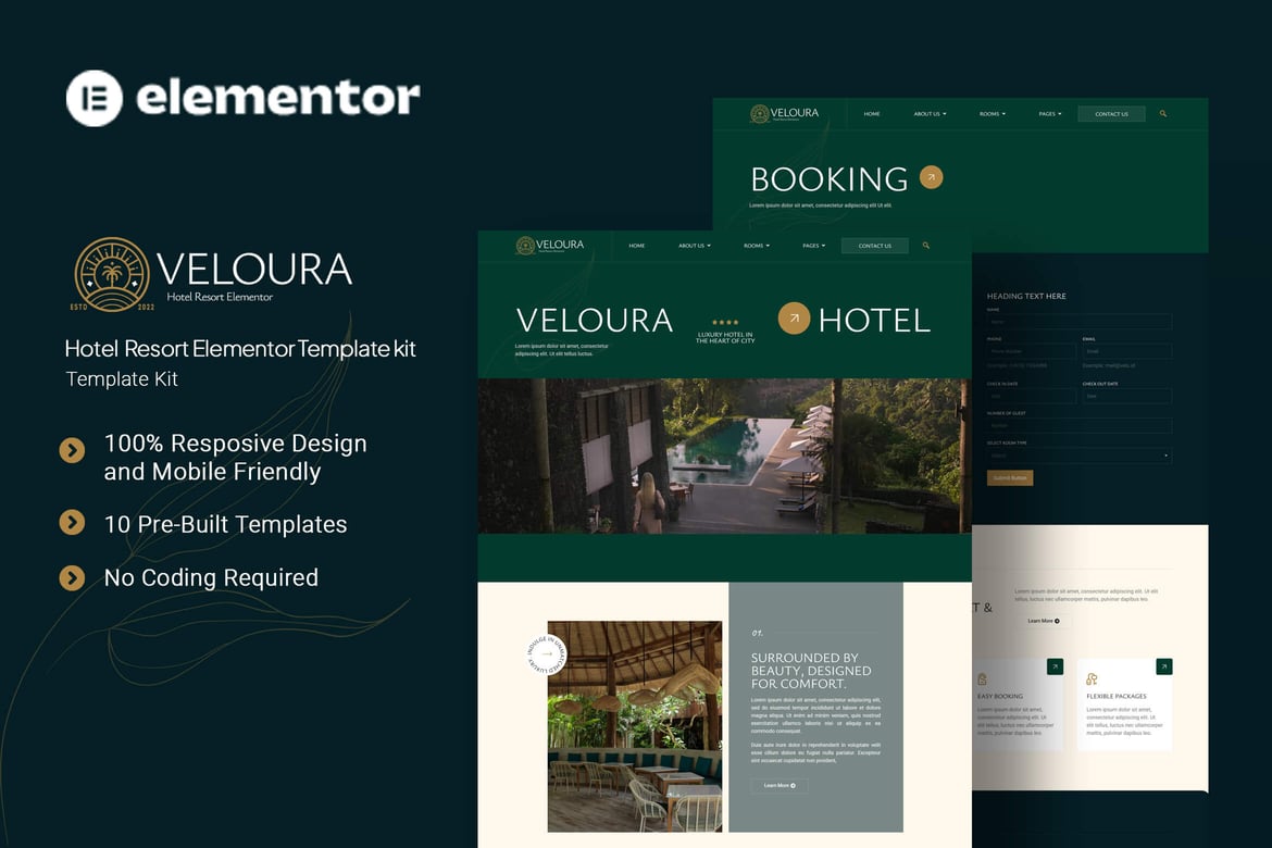 Download Veloura - Hotel Resort Elementor Template Kit