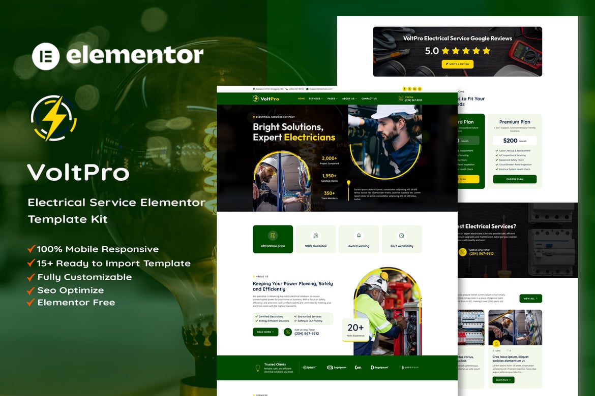 Download Voltpro - Electrical Services Elementor Template Kit