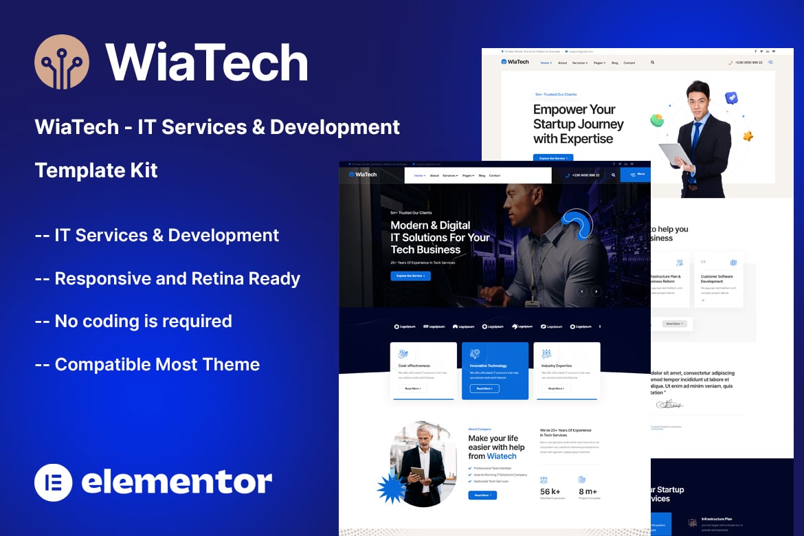 Download WiaTech - IT Services & Development Elementor Template Kit