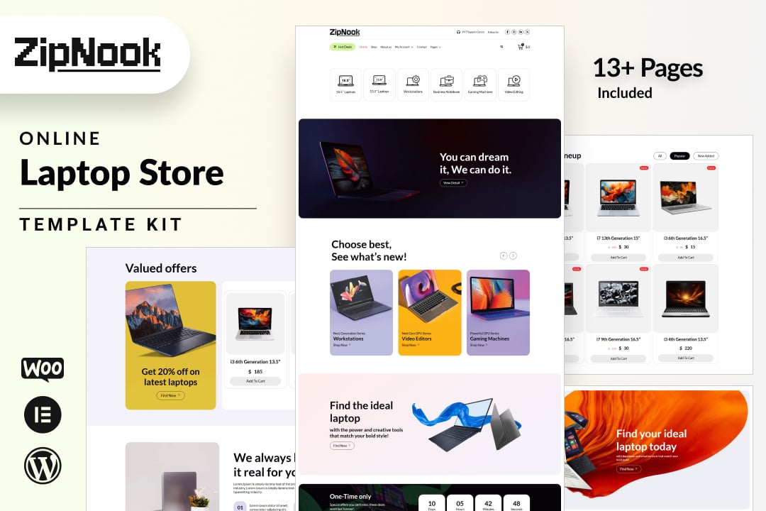 Download Zipnook - Woocommerce Laptop Store Elementor Pro Template Kit