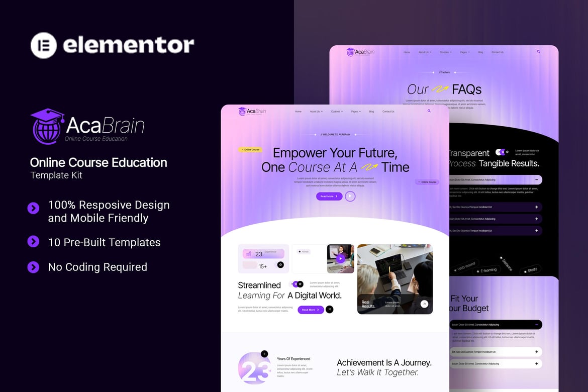 Download Acabrain - Online Course Education Elementor Template Kit