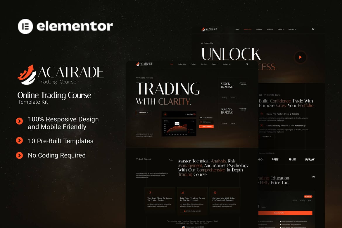 Download Acatrade - Online Trading Course Elementor Template Kit