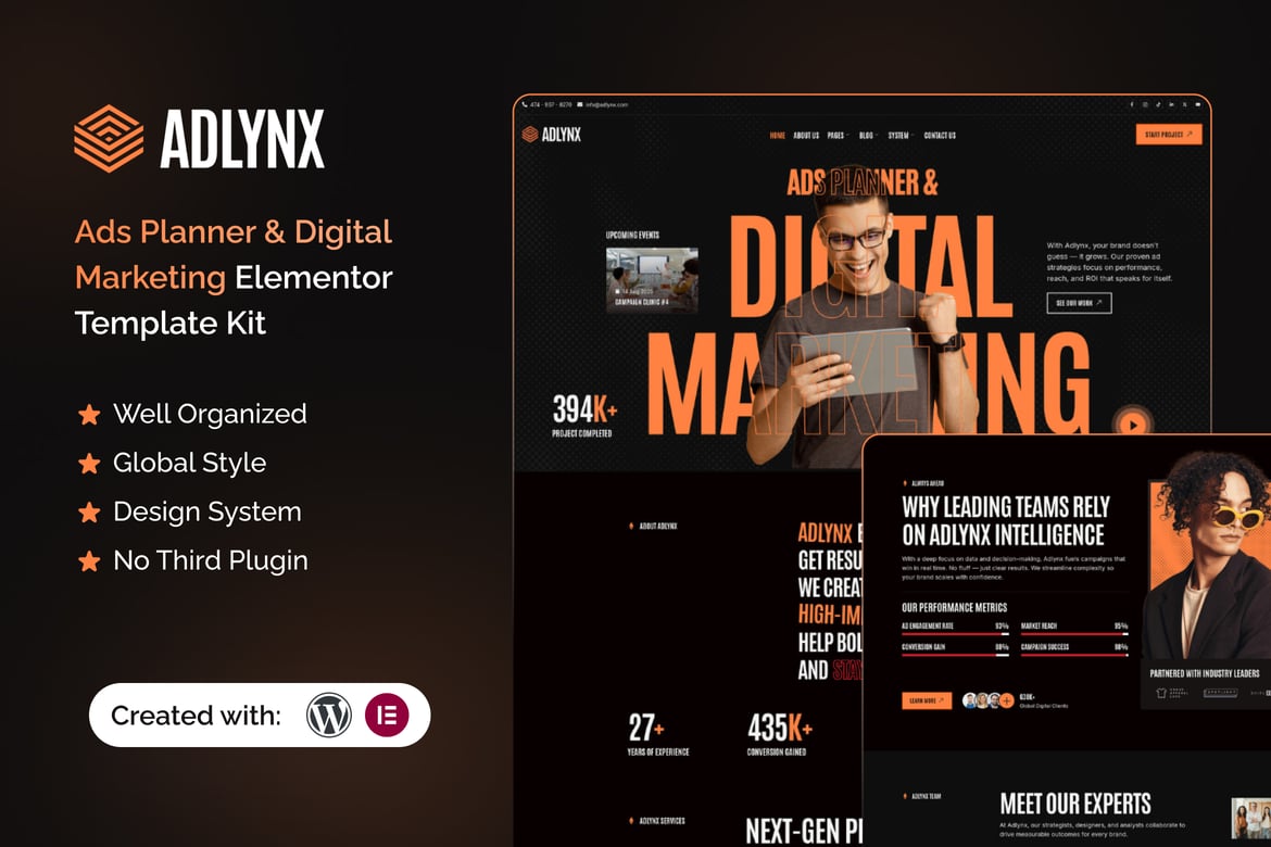 Download Adlynx - Ads Planner & Digital Marketing Elementor Template Kit