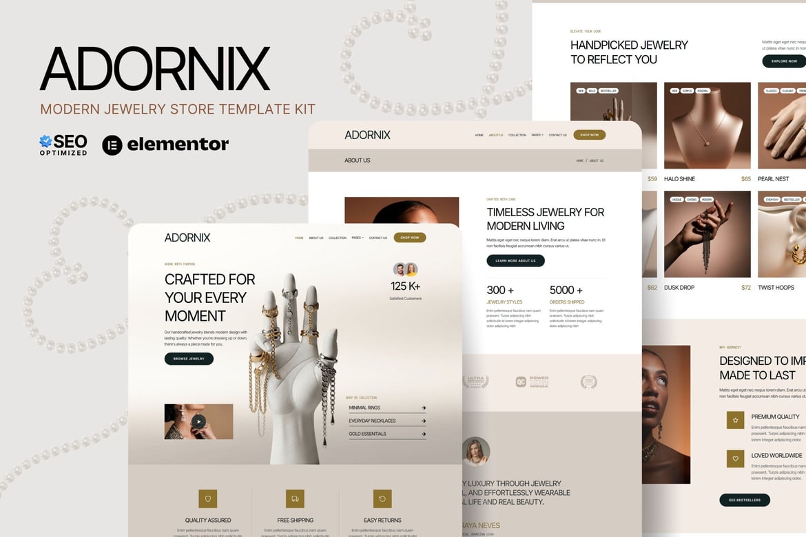 Download Adornix - Modern Jewelry Store Elementor Template Kit