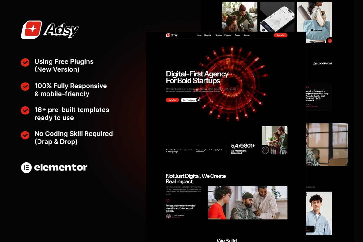 Download Adsy - Digital Agency Elementor Template Kit
