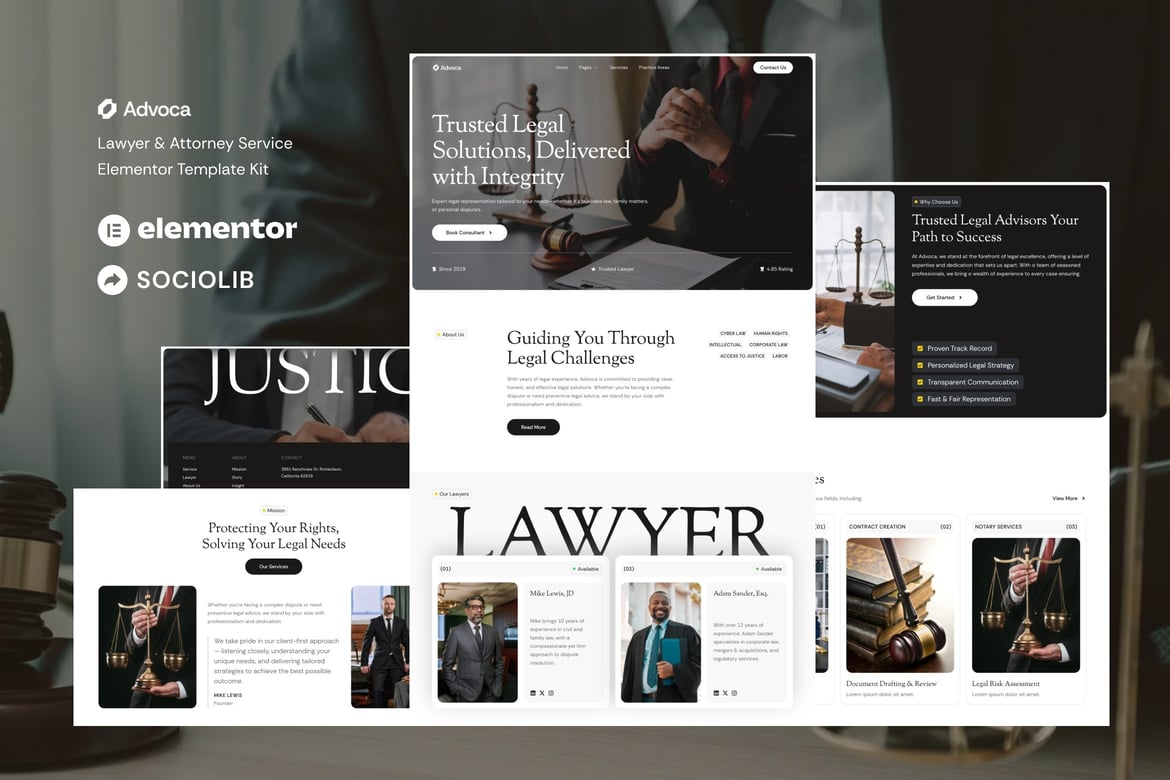 Download Advoca - Lawyer & Attorney Service Elementor Template Kit