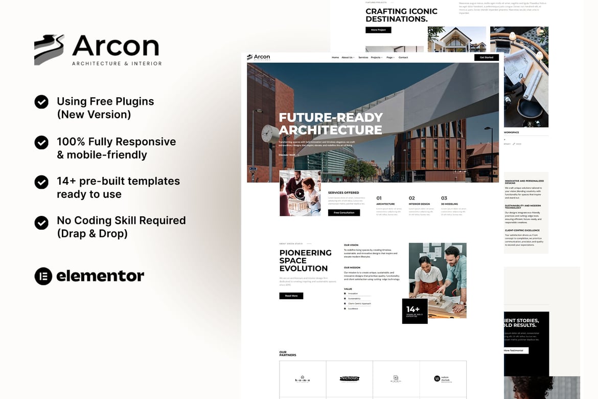 Download Arcon - Architecture & Interior Elementor Template Kit