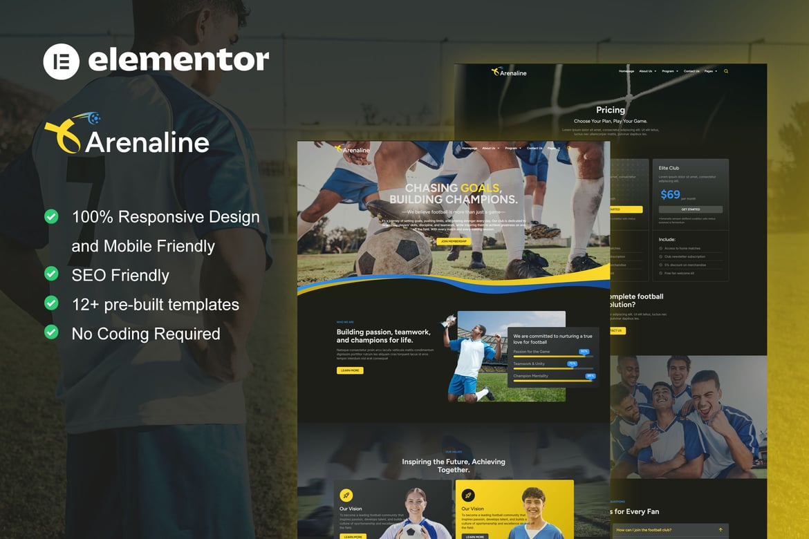Download Arenaline - Football Club & Sports Academy Elementor Template Kit