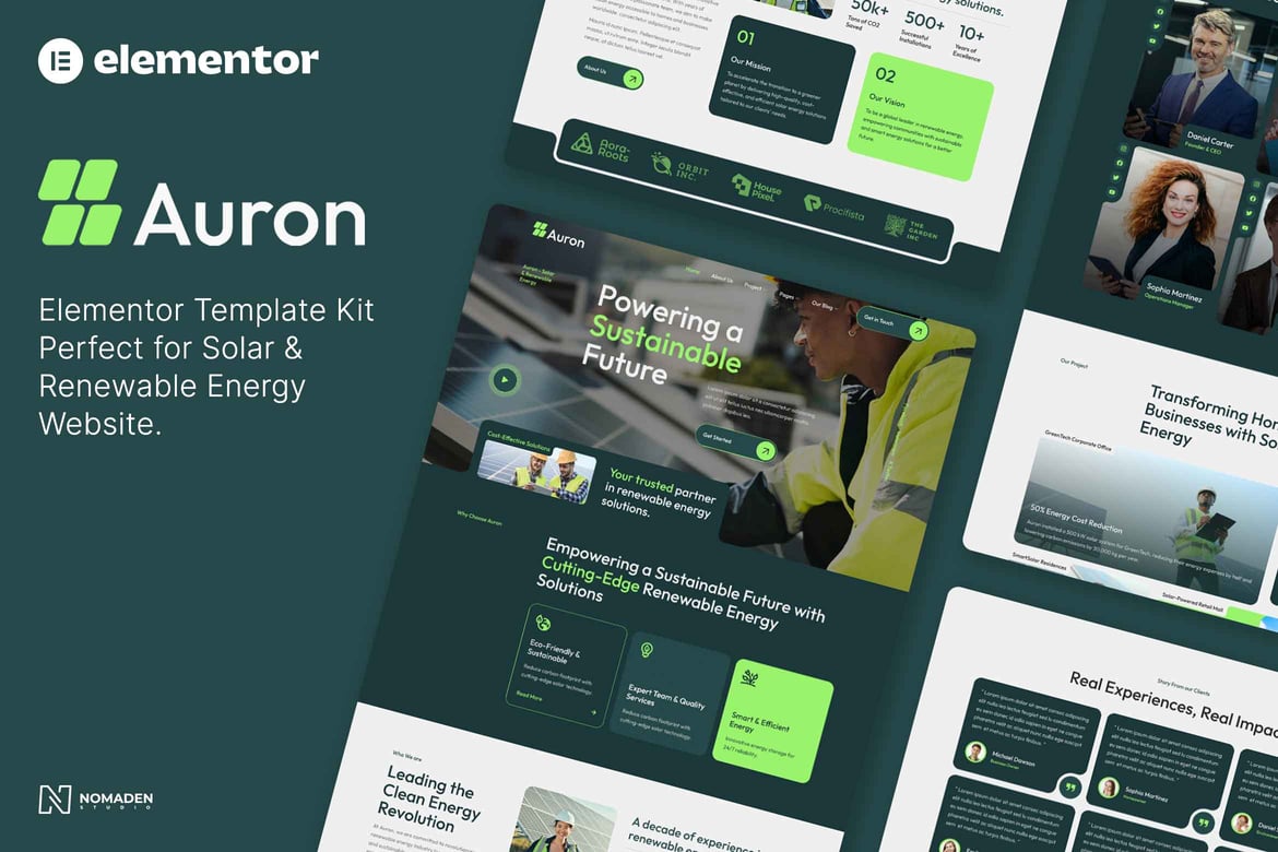 Download Auron - Solar & Green Renewable Energy Elementor Template Kits