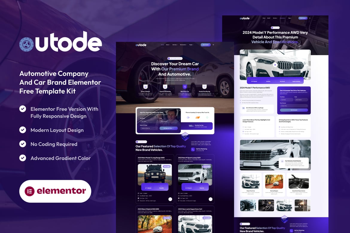 Download Autode - Automotive Company And Car Brand Elementor Template Kit