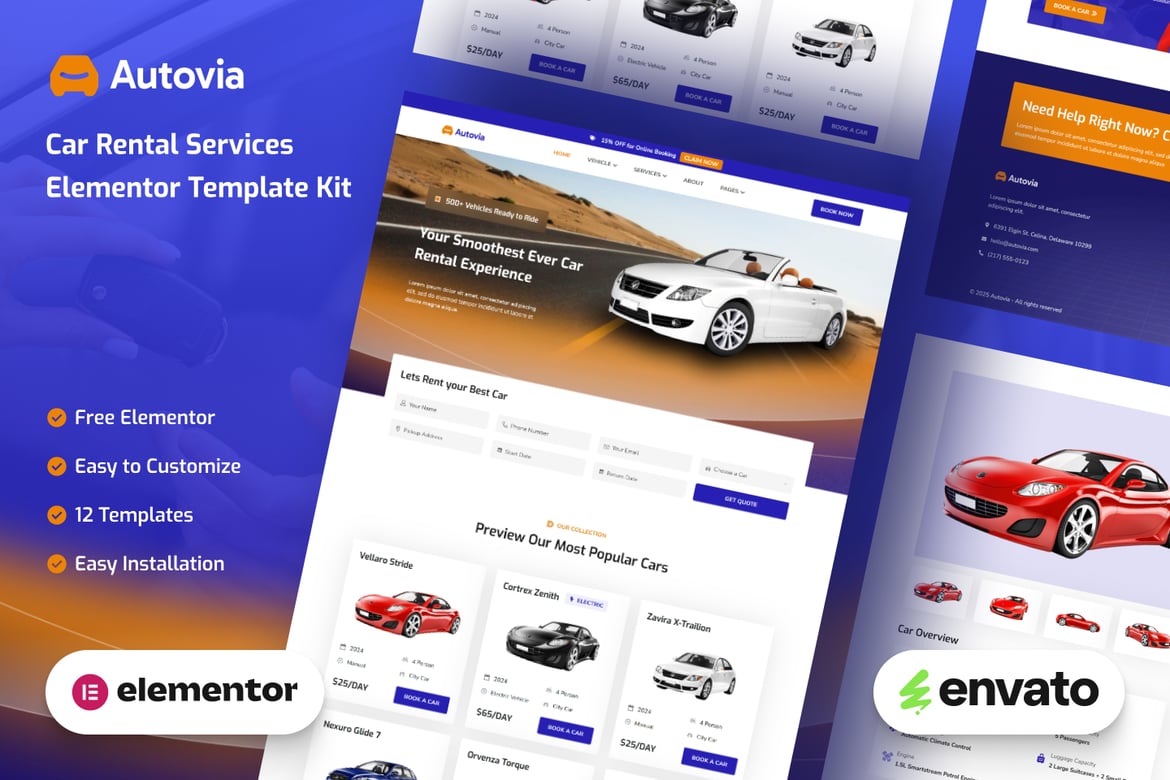 Download Autovia - Car Rental Service Elementor Template Kit