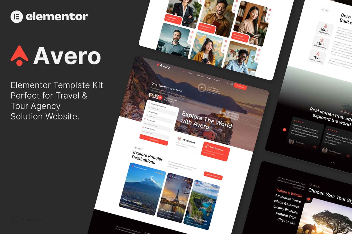 Download Avero - Travel & Tour Agency Elementor Template Kits