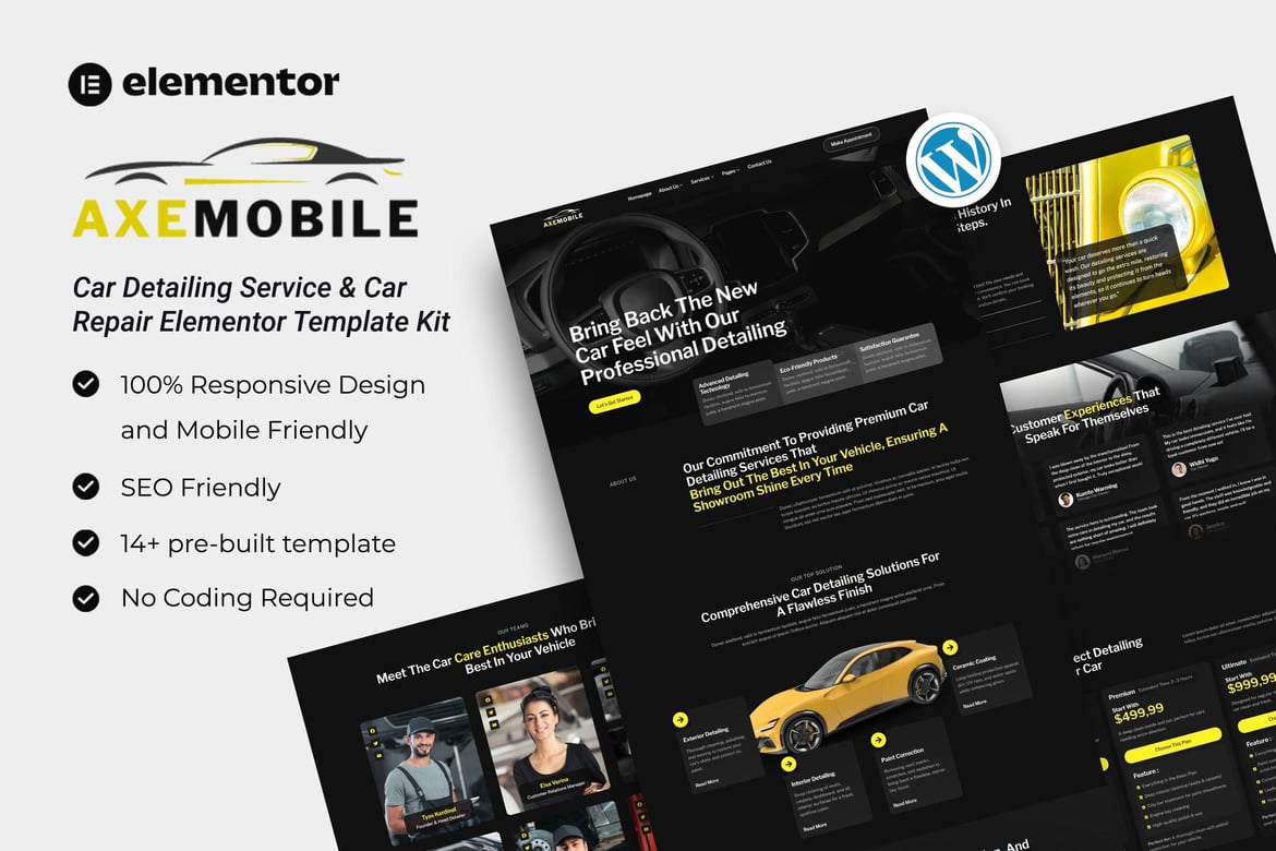 Download Axemobile - Car Detailing Service & Car Repair Elementor Template Kit