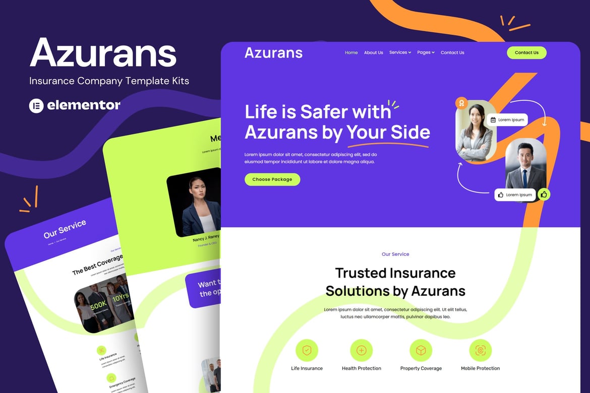 Download Azurans - Insurance Company Elementor Template Kit