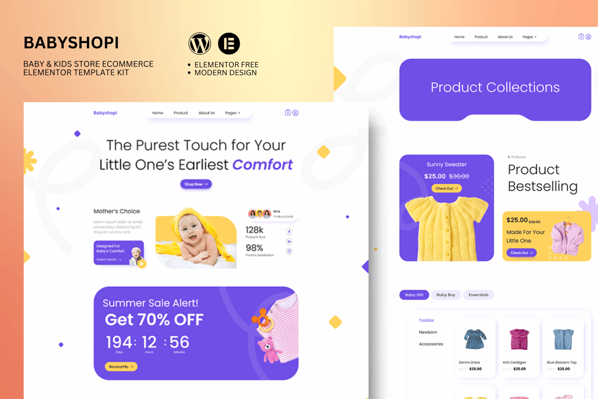 Download Babyshopi - Kids Store & Baby Shop Elementor Template Kit