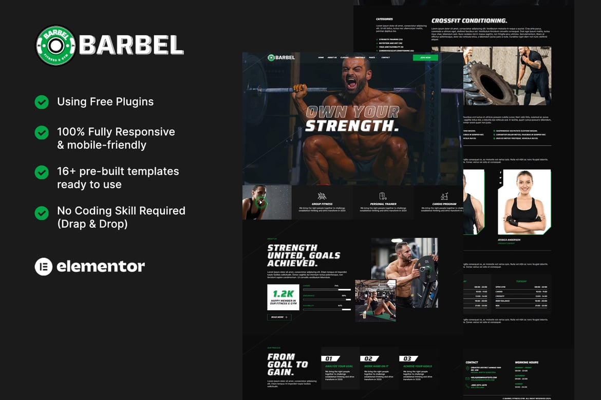Download Barbel - Fitness Gym Elementor Template Kit