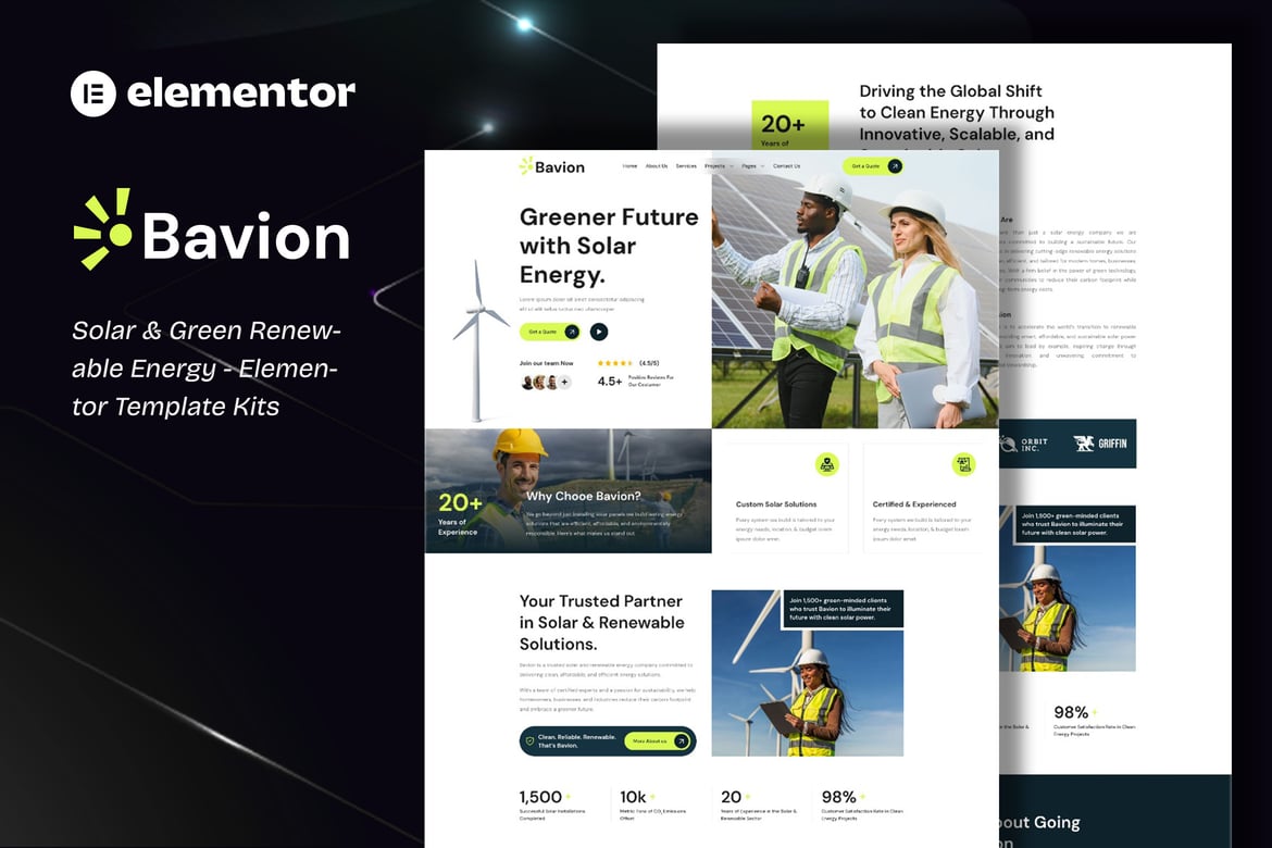 Download Bavion - Solar & Renewable Energy Elementor Template Kit