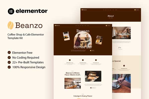 Download Beanzo - Coffee Shop & Cafe Elementor Template Kit