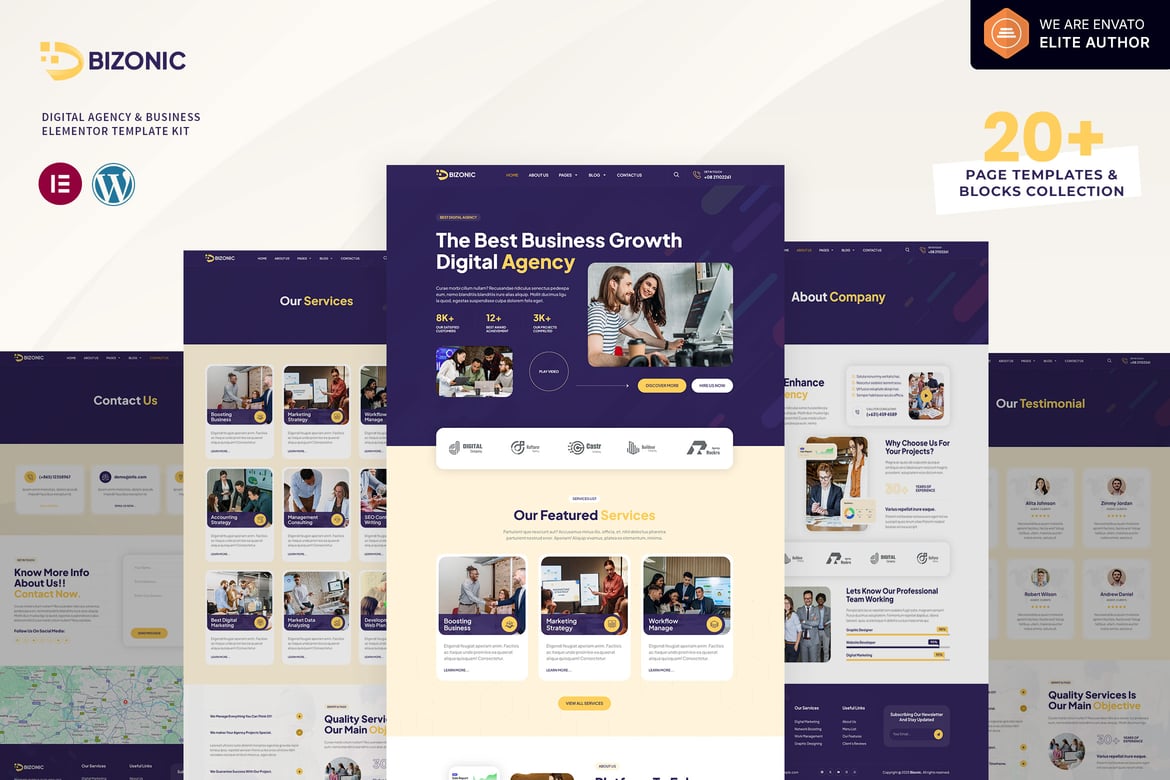 Download Bizonic - Digital Agency & Business Elementor Template Kit