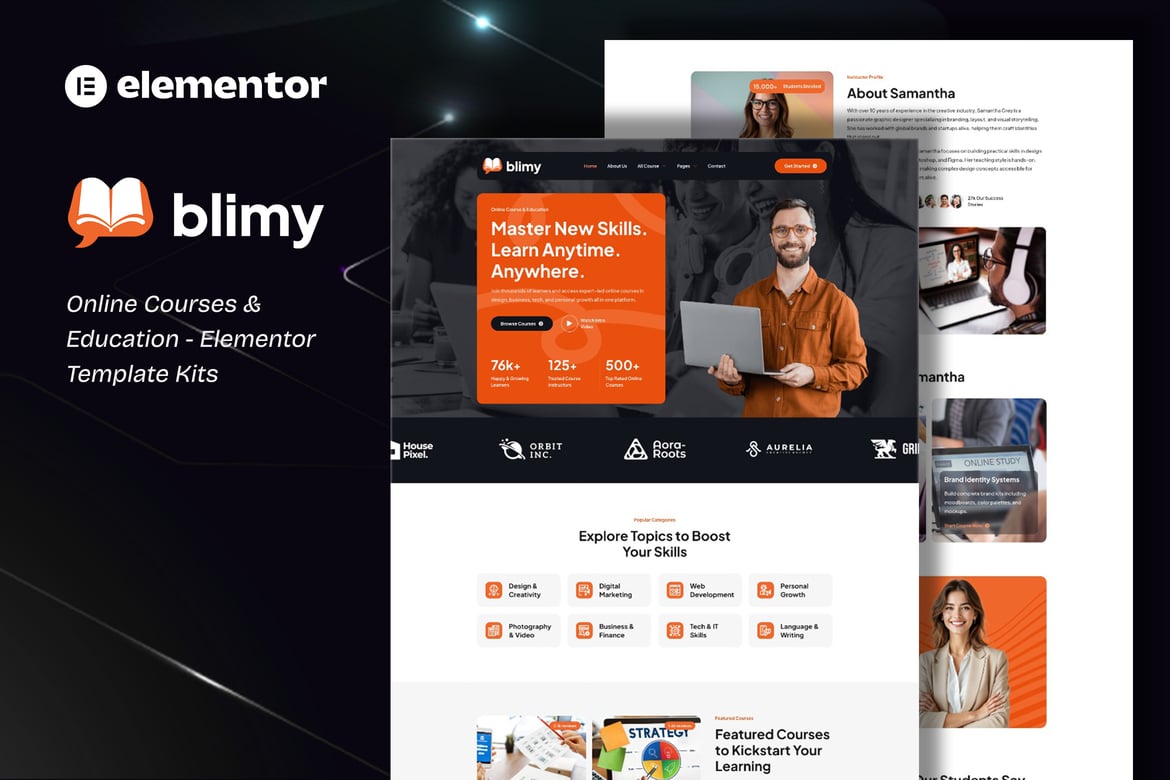 Download Blimy - Online Courses & Education Elementor Template Kits
