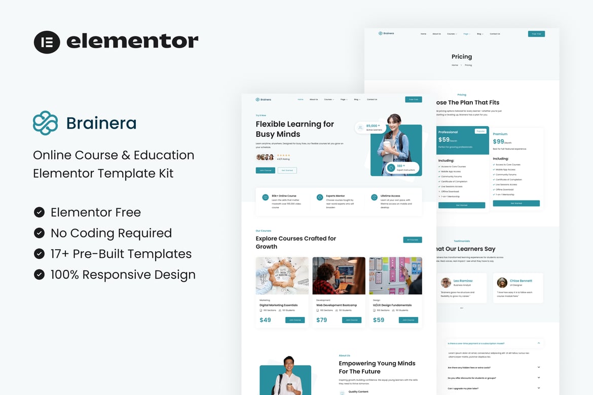 Download Brainera - Online Course & Education Elementor Template Kit