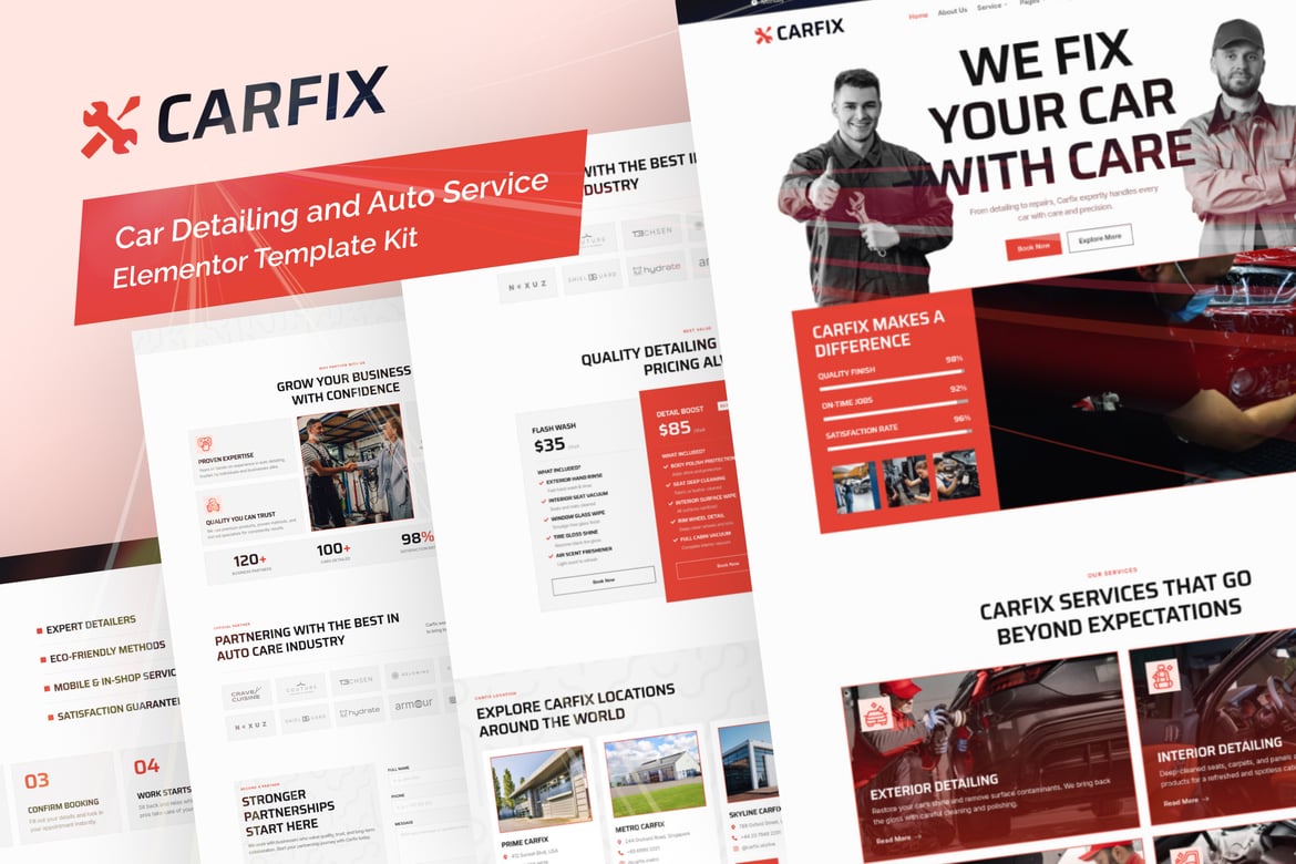 Download Carfix - Car Detailing and Auto Service  Elementor Template Kit
