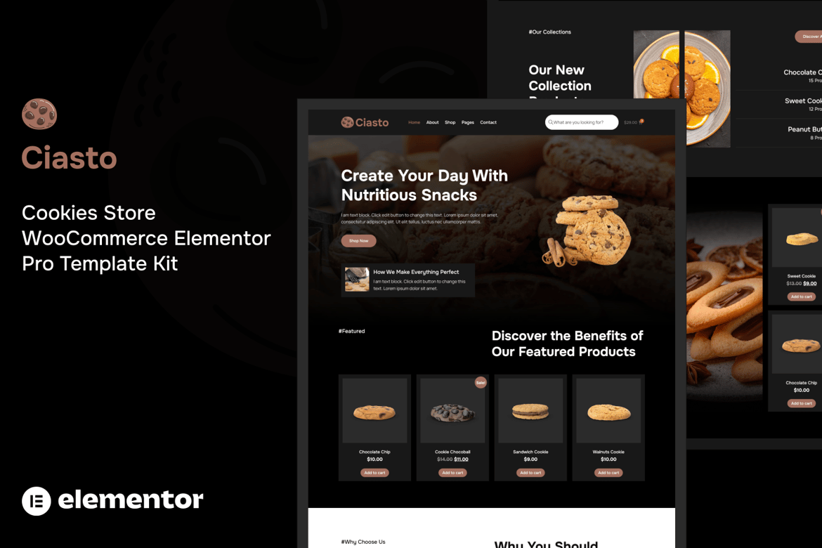 Download Ciasto - Cookies Store WooCommerce Elementor Pro Template Kit