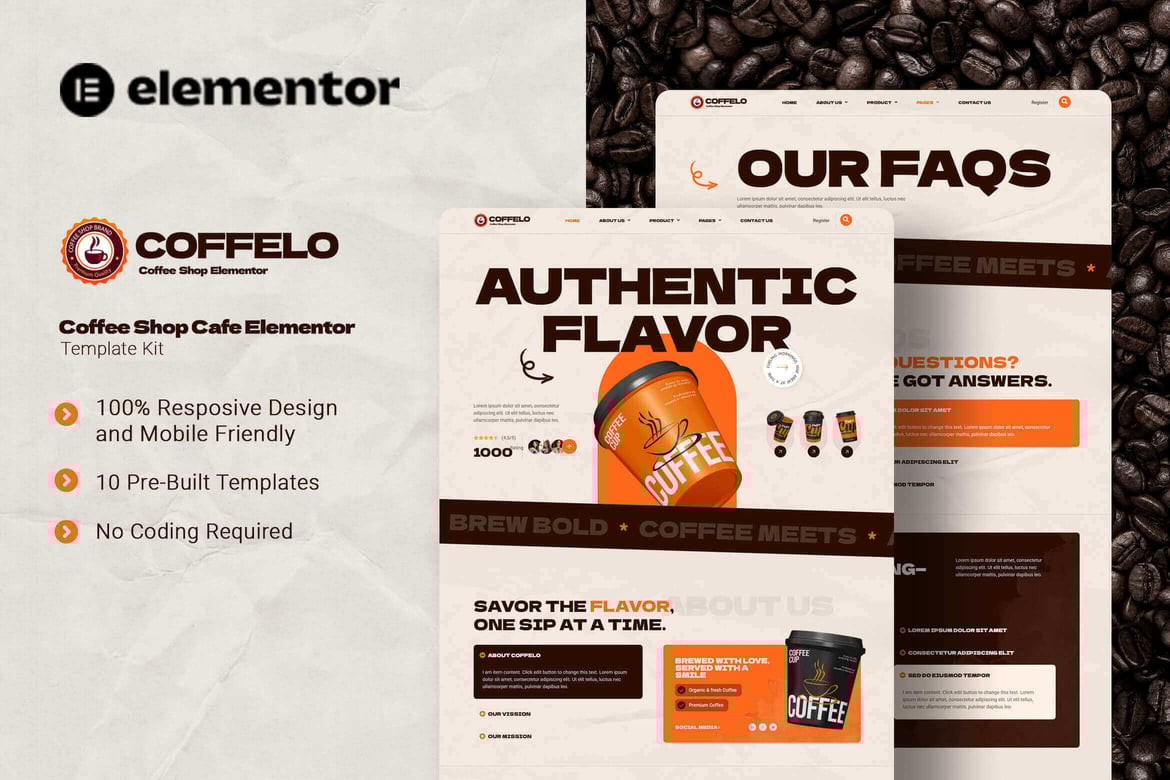 Download Coffelo - Coffee Shop Cafe Elementor Template Kit