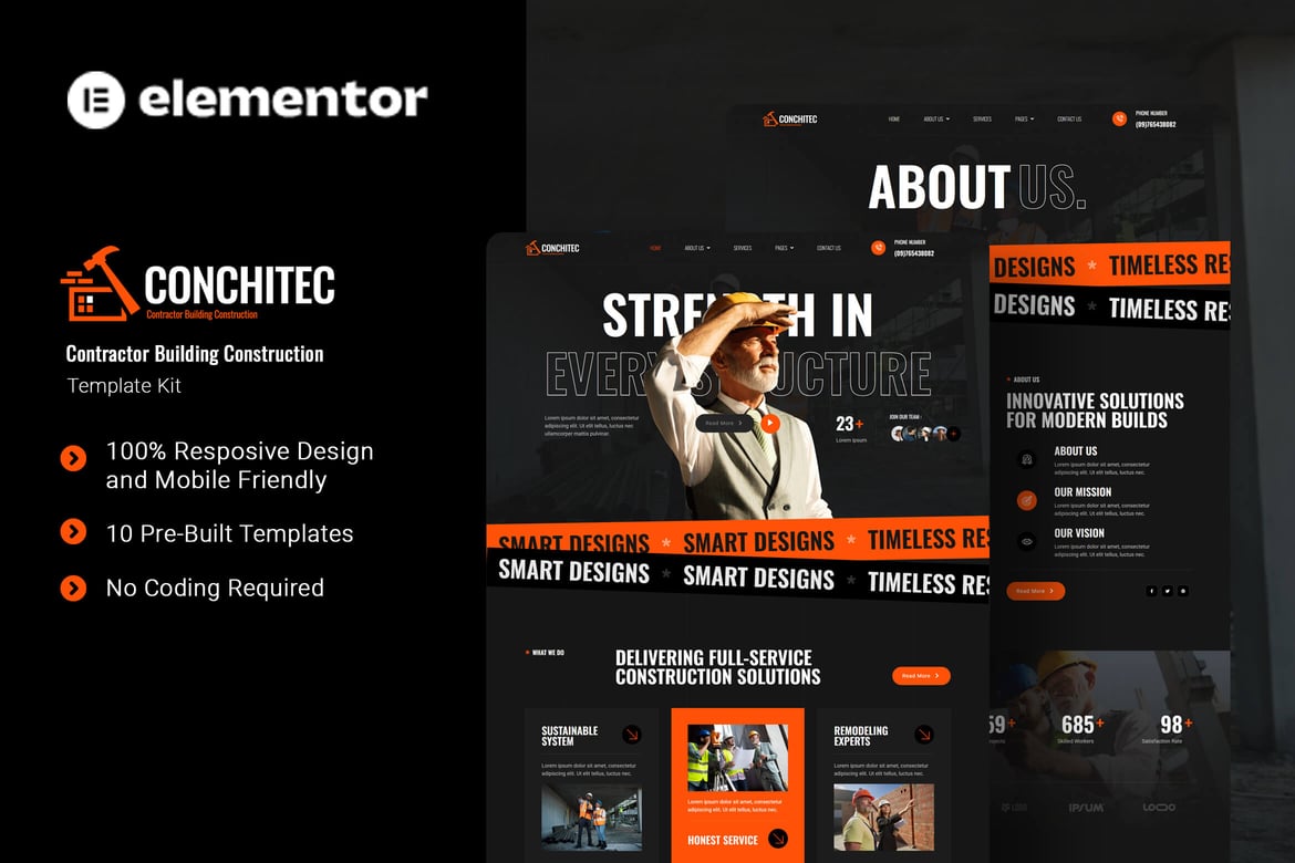 Download Conchitec - Contractor Building Construction Elementor Template Kit