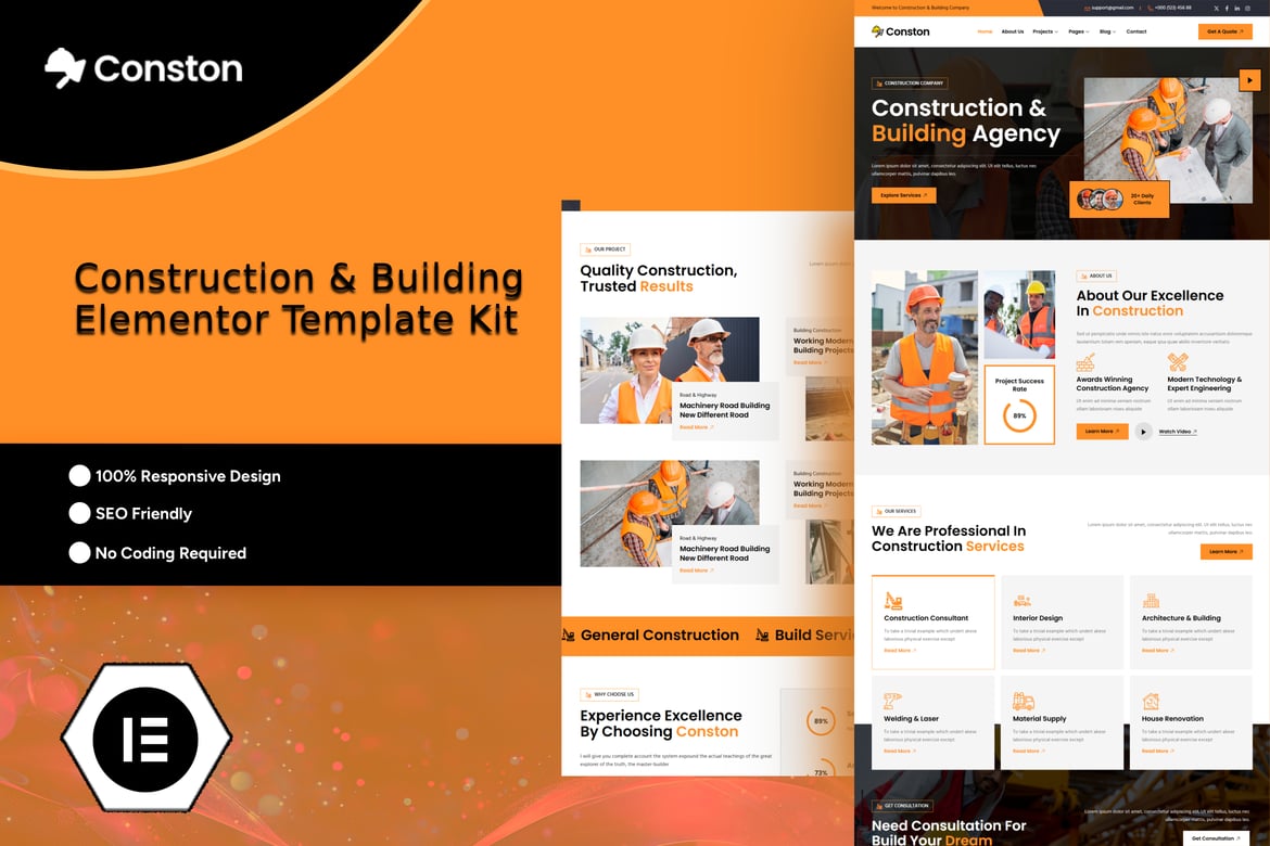Download Conston - Construction Building Elementor Template Kit