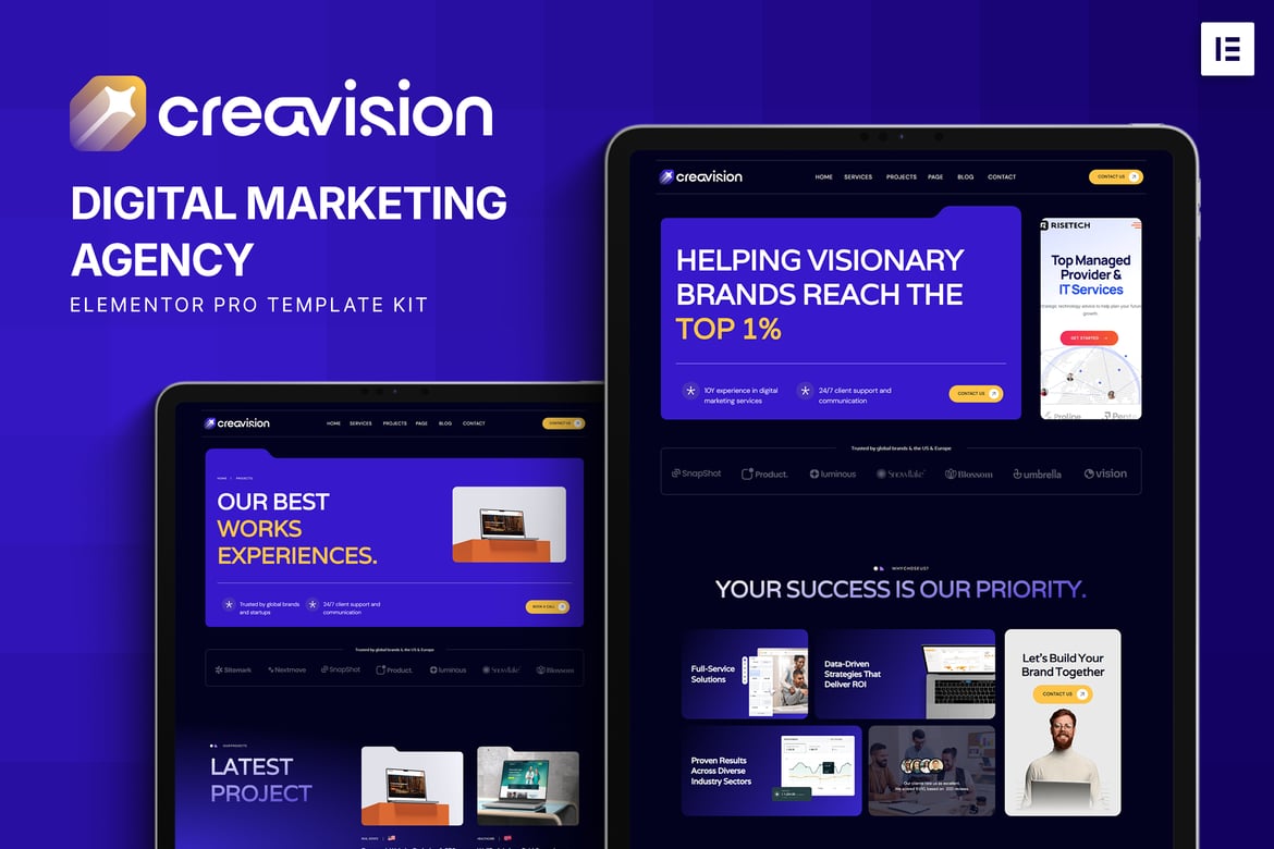 Download Creavision - Digital Marketing Agency Elementor Pro Template Kit