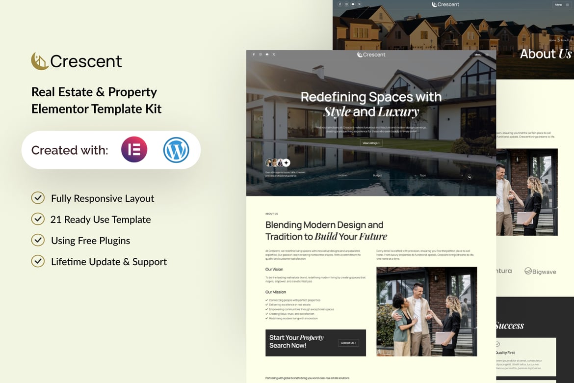 Download Crescent - Real Estate & Property Elementor Template Kit