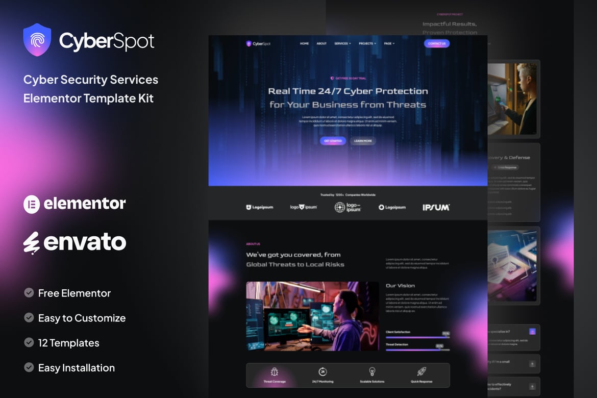 Download CyberSpot - Cyber Security Services Elementor Template Kit