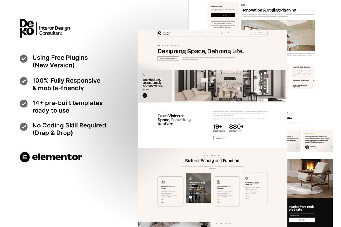 Download Deko - Interior Design Consultant Elementor Template Kit