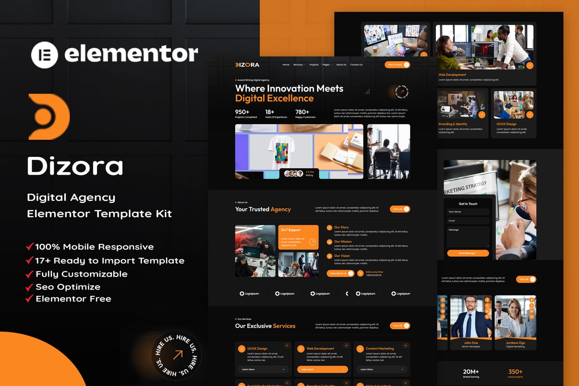 Download Dizora - Digital Agency Elementor Template Kit