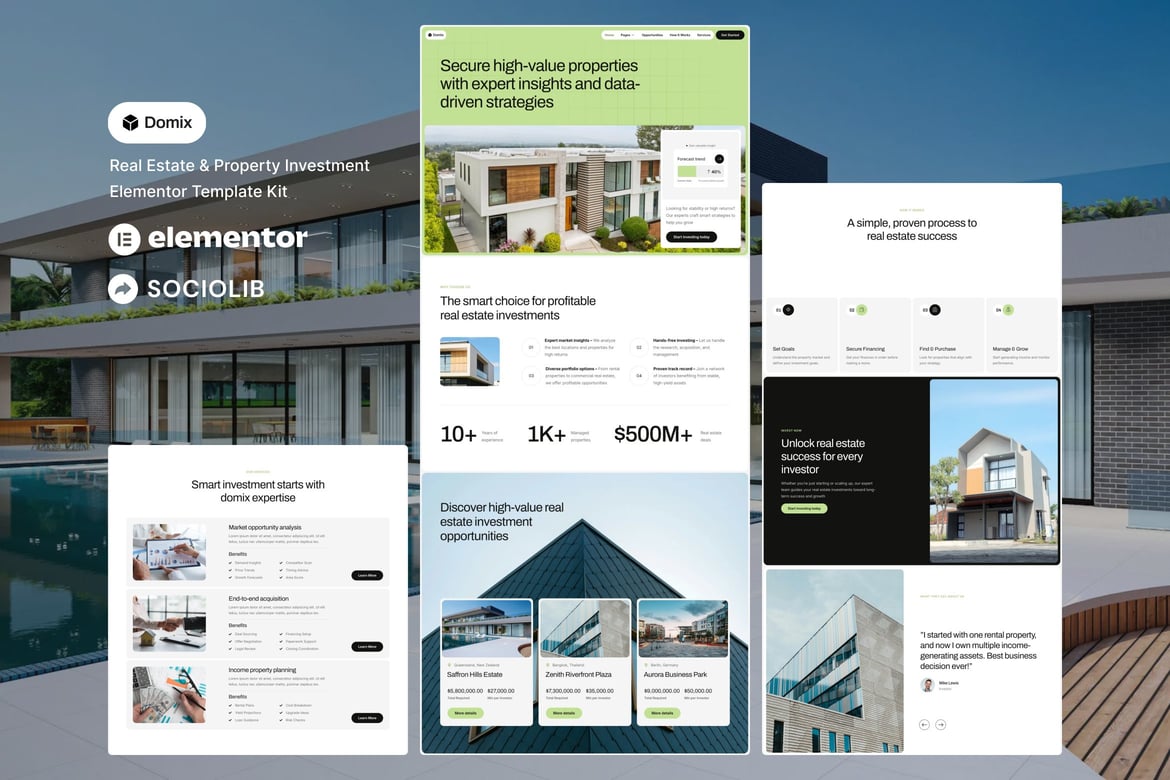 Download Domix - Real Estate & Property Investment Elementor Template Kit