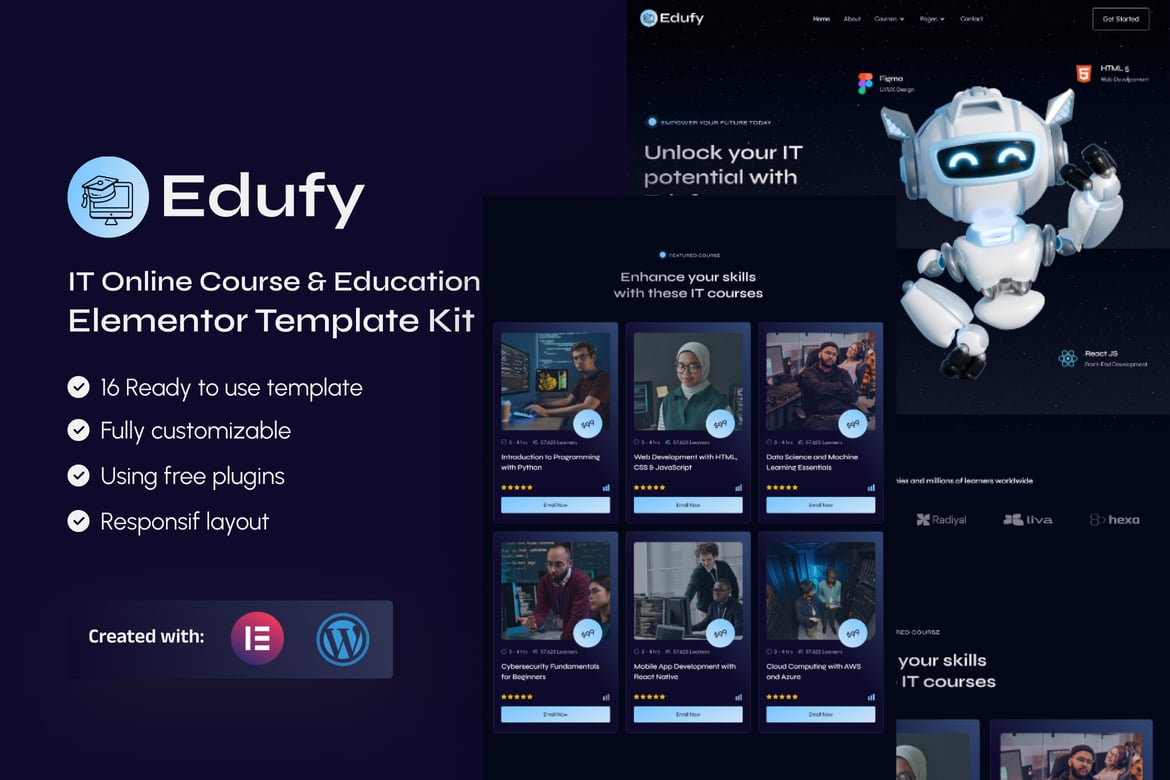 Download Edufy - IT Online Course & Education Elementor Template Kit